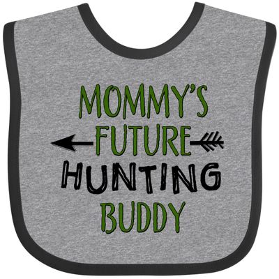 inktastic Mommys Future Hunting Buddy Baby Bib Heather and Black 31a1a