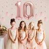 10th Birthday Decoration Girl Rose Gold Double Digits 10 Birthday Decorations with Number 10 Balloons Hanging Swirls Cake Topper view 3