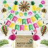 Premium Reusable Luau Party Decorations - Hawaiian Aloha/Happy Birthday Banner, Pineapple, Flamingo Decor for Summer/Beach/Tropical Parties view 1