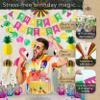 Premium Reusable Luau Party Decorations - Hawaiian Aloha/Happy Birthday Banner, Pineapple, Flamingo Decor for Summer/Beach/Tropical Parties view 2