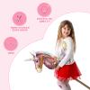HollyHOME Sequin Unicorn Stick Horse Handcrafted Hobby Horse on a Stick with Wood Wheels Real Pony Neighing and Galloping Sounds Plush Unicorn Toy Pink 36 Inches(AA Batteries Required) view 4