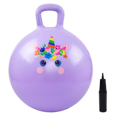 EVERICH TOY Hopper Ball, Unicorn Hopping Toys for Kids, 20 Inch Bouncy Ball with Handle, Purple Inflatable Bouncing Hoppity Hop Toys for Boys and Girls Gifts
