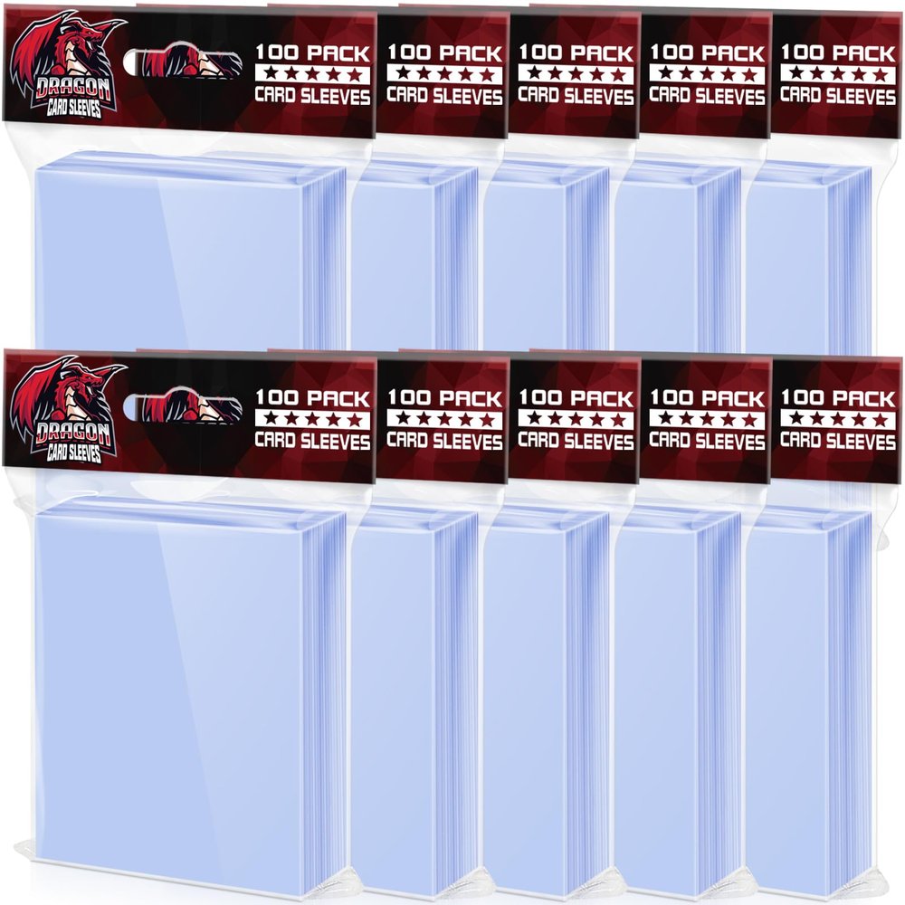 1000 Pcs Card Sleeves Toploaders for Trading Cards, Soft Clear Card Sleeves for Baseball Cards, Sports Cards, Yugioh Cards, MTG Cards (66mm91mm)