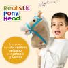 HollyHOME Stick Horse Plush Handcrafted Hobby Horse on a Stick with Wood Wheels Real Pony Neighing and Galloping Sounds for Kids Toddlers Beige 36 Inches(AA Batteries Required) view 2