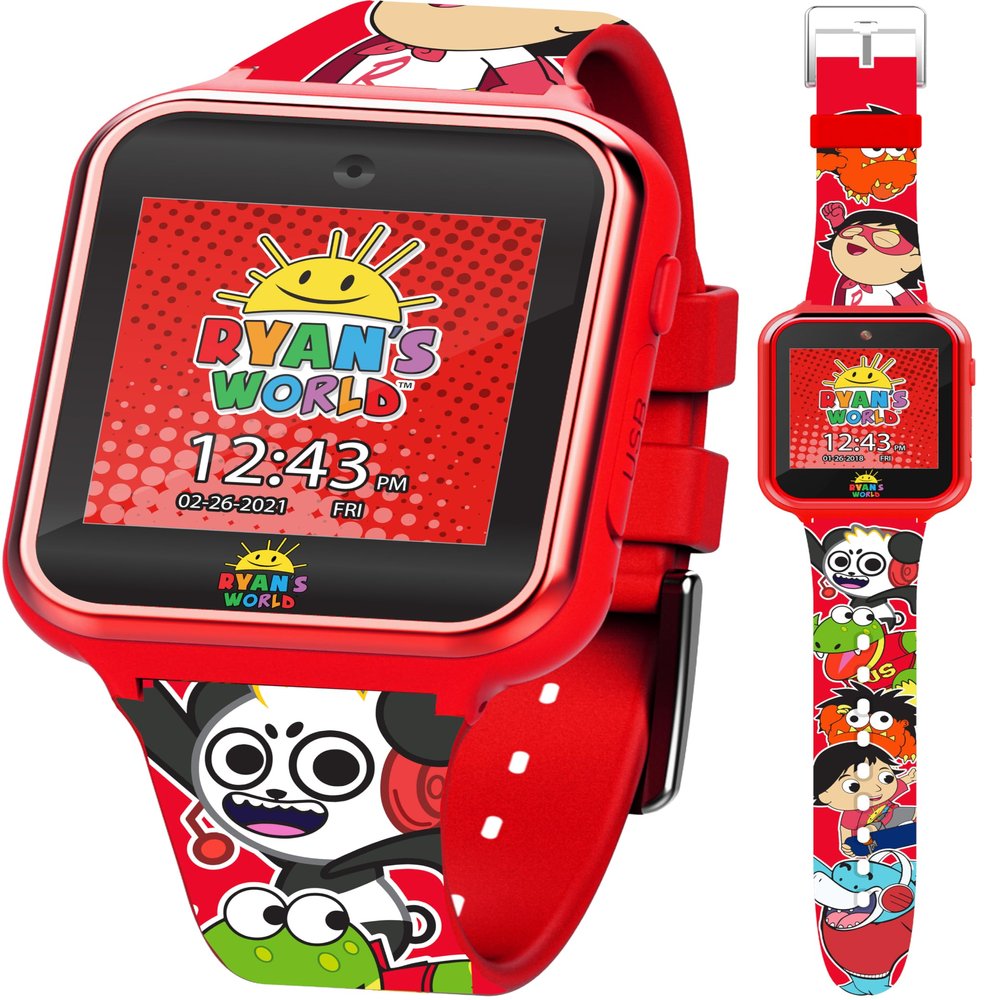 Accutime Kids Ryan's World Red Educational Touchscreen Smart Watch Toy for Boys, Girls, Toddlers - Selfie Cam, Learning Games, Alarm, Calculator, Pedometer and More (Model: RYW4037AZ)