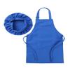 Hansber Kids Boys Girls Chef Costume Apron with Hat Kitchen Cooking Baker Role Play Outfits Baking Set Blue 4-8 view 2