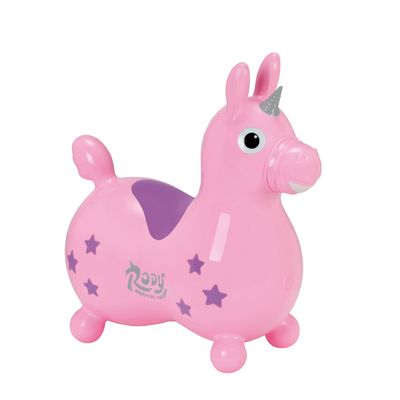GYMNIC Hop-on Unicorn Rody Magical Unicorn Inflatable Hop-on Animal (Pink, 3-5 Years, Includes Hand Pump)