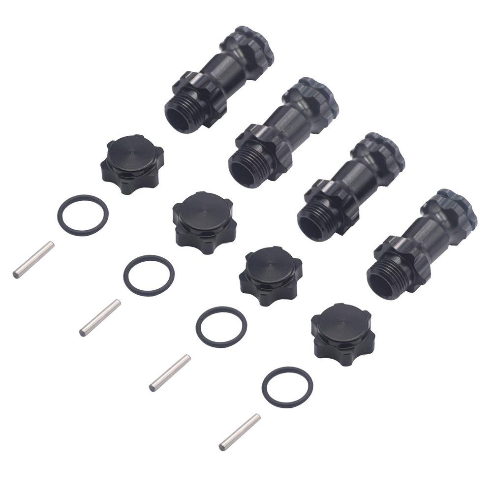 4Pack ShareGoo Aluminum 17mm Wheel Hex Hub 30mm Extension Adapter Drive Hub with 12mm Anti-Dust Cap Compatible with HPI HSP Axial Traxxas Himoto 1/8 RC Car Buggy Monster Truck