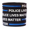 SayitBands 100 Youth Size POLICE Lives Matter Thin Blue Line Silicone Wristband Bracelets view 1
