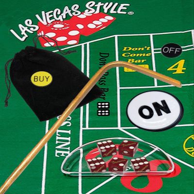 Cyber-Deals Craps Kit Sets with Dice Stick & Acrylic Dice Boat, Featuring Authentic Las Vegas Casino Table-Played Dice (Binion's (Red Frosted))