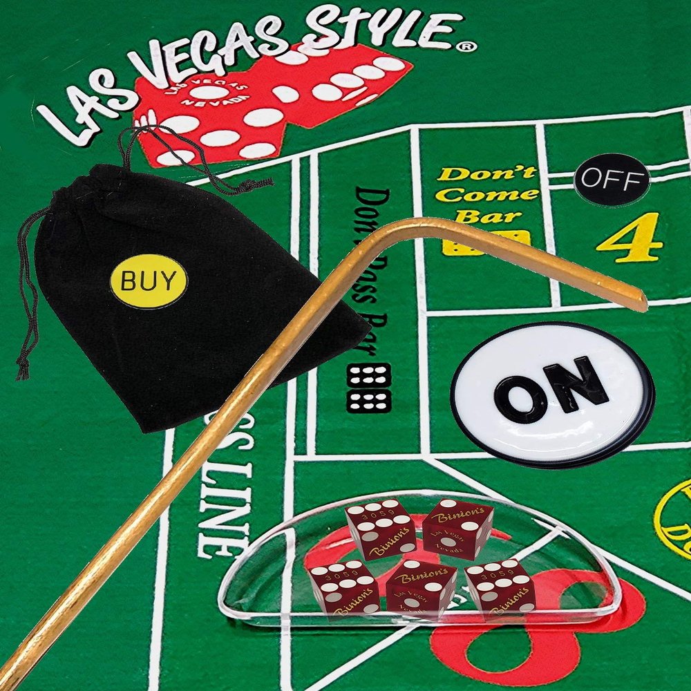 Cyber-Deals Craps Kit Sets with Dice Stick & Acrylic Dice Boat, Featuring Authentic Las Vegas Casino Table-Played Dice (Binion's (Red Frosted))