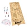 GSE Games & Sports Expert 4-Track Wooden Folding Cribbage Board with Playing Card, Metal Pegs and Storage Area, Portable Continuous Cribbage Board Game Set view 1