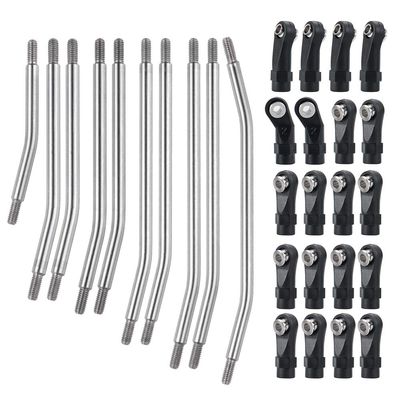 Stainless Steel Rod Link Linkage Set with Rod End 313mm Wheelbase 7.3mm Steering Rod for 1/10 RC Crawler Car Axial SCX10 II 90046
