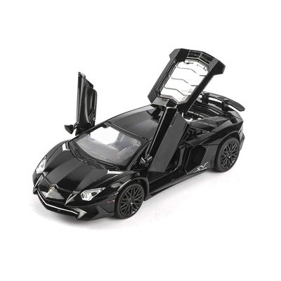 iLooboo Alloy Collectible Black Aventador Toy Car Model Pull Back Die-Cast Vehicle with Lights and Sound