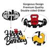 Gym Birthday Decorations Weightlifting Happy Birthday Banner Cake Topper Black Gray Latex Balloons for Gym Weight Lifting Cross Fit Fitness Themed Bday Party Supplies view 2