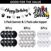 Gym Birthday Decorations Weightlifting Happy Birthday Banner Cake Topper Black Gray Latex Balloons for Gym Weight Lifting Cross Fit Fitness Themed Bday Party Supplies view 4