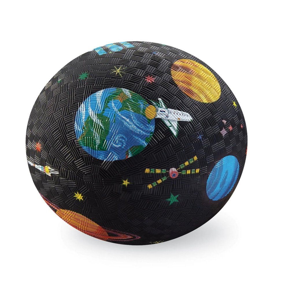 Crocodile Creek Playground Ball - Durable Rubber Ball for Kids Ages 3 and Up - Bouncy Inflatable Ball for Kickball, Indoor Games, and Outdoor Sports - PVC-Free - Space Exploration - 7-inch Diameter