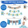 PartyHooman Boy 1st Birthday Decors: Package With Photo Banner, Backdrop, Crown, High Chair Banner & Supplies view 2