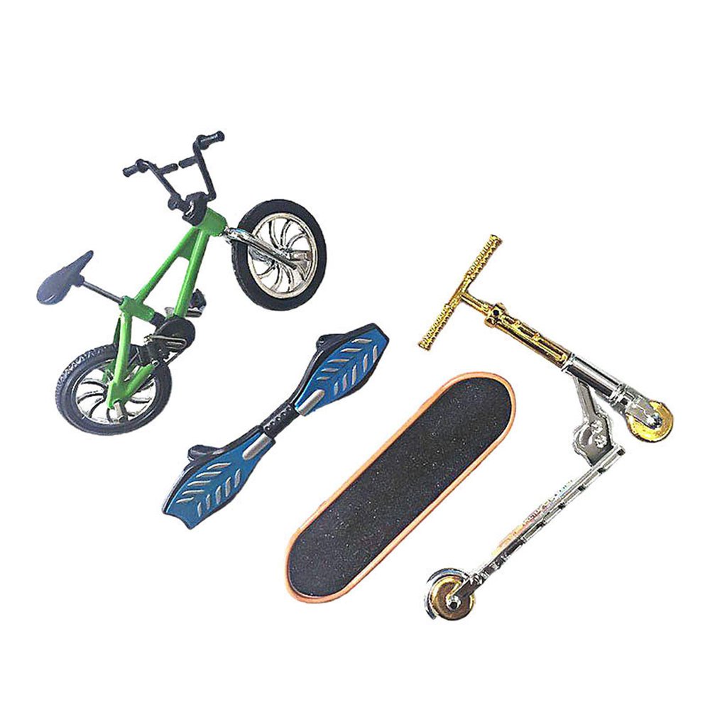 Miniature Finger Toy Set for Boys, Including Bicycle, Skateboard, Vitality Board, Scooter, Vehicle Crafts Decor for Home Green