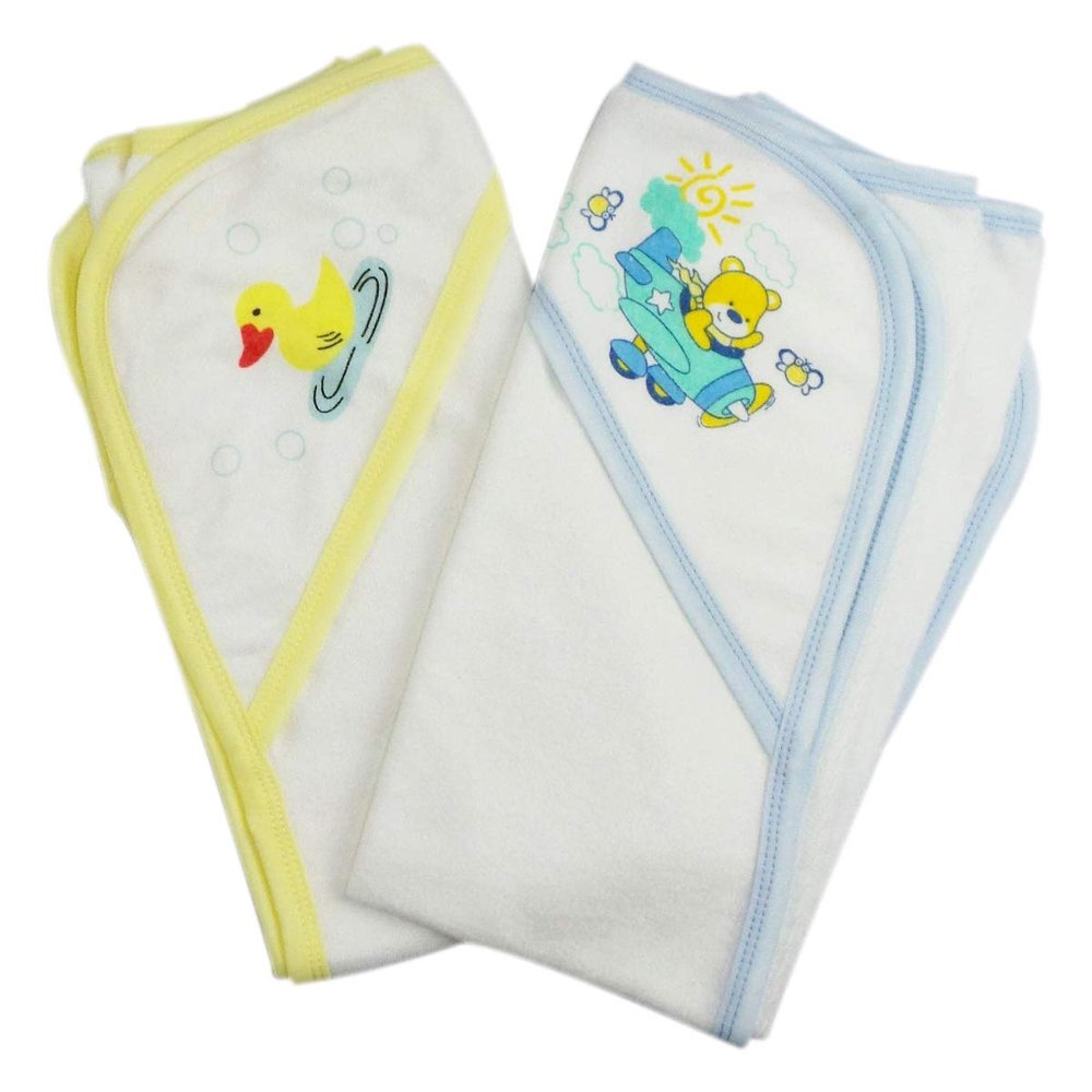 021-Yellow-021B-Blue Infant Hooded Bath Towel44; Yellow - Pack of 2