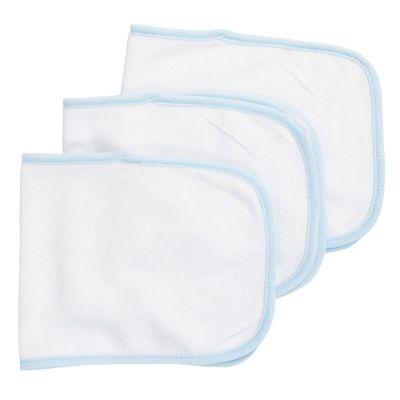 12.25 x 7.5 in. Baby Burpcloth, White with Blue Trim - Pack of 3