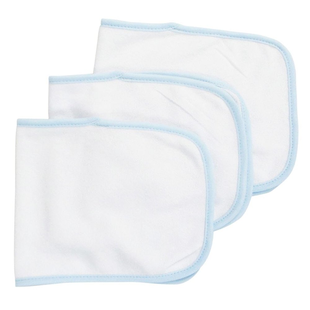 12.25 x 7.5 in. Baby Burpcloth, White with Blue Trim - Pack of 3