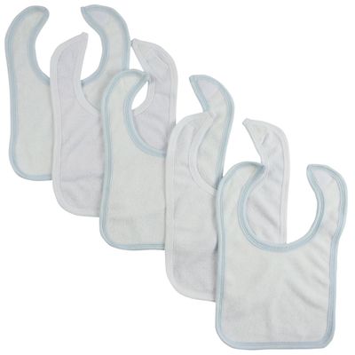 12.25 x 7.5 in. Infant Boys Drool Bibs44; White & Blue - Pack of 5