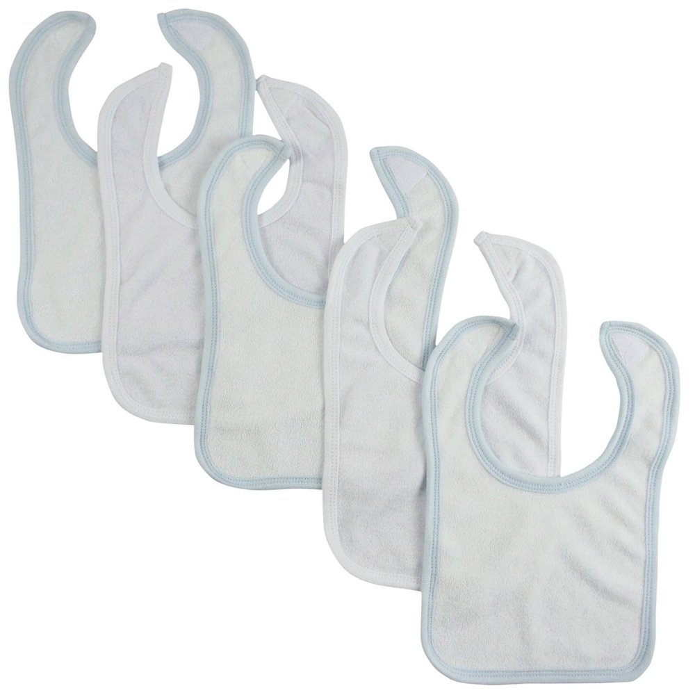 12.25 x 7.5 in. Infant Boys Drool Bibs44; White & Blue - Pack of 5