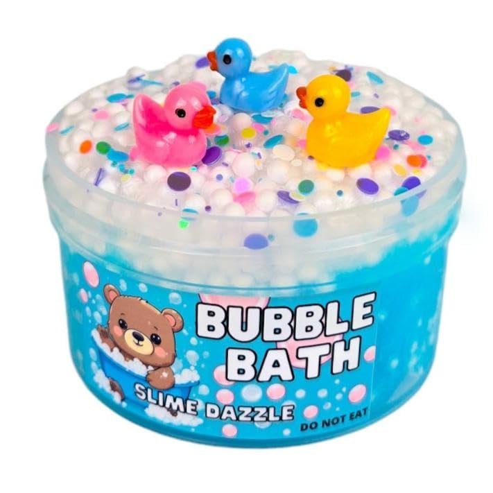 Bubble Bath Floam Slime 8 oz  Clear Scented Slime with Duck Charms & Glitter Sprinkles  ASMR Sensory Toy Made in USA