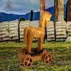Johnny World - Ancient Toys - Wooden Trojan Horse Pull Toy with Hardcover Book! Teach Children About History Through Interactive Play view 2