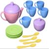 Green Toys Tea Set, Pink 4C - 17 Piece Pretend Play, Motor Skills, Language & Communication Kids Role Play Toy. No BPA, phthalates, PVC. Dishwasher Safe, Recycled Plastic, Made in USA. view 1