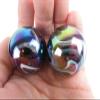2 BOULDERS 35mm Milky Way Marbles Glass Ball Oil Slick Large Huge Swirl view 1