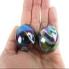 2 BOULDERS 35mm Milky Way Marbles Glass Ball Oil Slick Large Huge Swirl view 2