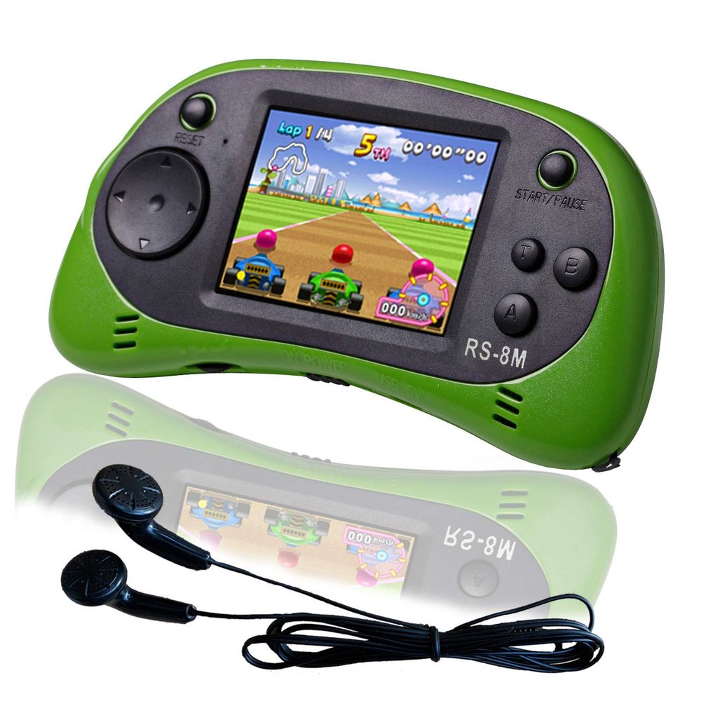 EASEGMER 16 Bit Kids Handheld Games Built-in 220 HD Video Games, 2.5 Inch Portable Game Player with Headphones - Best Travel Electronic Toys for Kids Age 3-10 Years Old Children (Green)