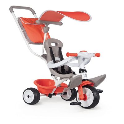 Smoby - Baby Balade red - Children's Tricycle with Push bar, seat with Safety Belt, Metal Frame, Pedal Freewheel, for Children from 10 Months