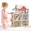 Giant bean Large Pink Wooden Dollhouse with Furniture for Girls with Doorbell, Light,Elevator, 6 Rooms 2.6ft High,15 Pcs Furniture & 3 Dolls, Kids Playhouse Toy for Girls 3-7+, 31.5" x 25" x 12.2" view 1