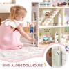 Giant bean Large Pink Wooden Dollhouse with Furniture for Girls with Doorbell, Light,Elevator, 6 Rooms 2.6ft High,15 Pcs Furniture & 3 Dolls, Kids Playhouse Toy for Girls 3-7+, 31.5" x 25" x 12.2" view 2