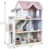 Giant bean Large Pink Wooden Dollhouse with Furniture for Girls with Doorbell, Light,Elevator, 6 Rooms 2.6ft High,15 Pcs Furniture & 3 Dolls, Kids Playhouse Toy for Girls 3-7+, 31.5" x 25" x 12.2" view 3
