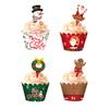 zorpia 48 Pieces Christmas Cupcake Toppers Wrappers Party Supplies Favors - Snowman Santa Claus Christmas Garland Gingerbread Man view 1