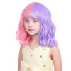 DUDUWIG Child Purple Pink Wig Kids Short Half Purple Half Pink Wig With Bangs Girls Wavy Curly Wigs for Halloween Cosplay view 2