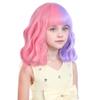 DUDUWIG Child Purple Pink Wig Kids Short Half Purple Half Pink Wig With Bangs Girls Wavy Curly Wigs for Halloween Cosplay view 3