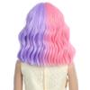 DUDUWIG Child Purple Pink Wig Kids Short Half Purple Half Pink Wig With Bangs Girls Wavy Curly Wigs for Halloween Cosplay view 4