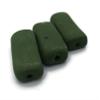 3 Matte Green Beads, Large Rectangular Ceramic Handmade Supplies for Crafting view 1