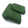 3 Matte Green Beads, Large Rectangular Ceramic Handmade Supplies for Crafting view 3