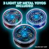 ArtCreativity Light Up Metal Yoyos for Kids, Set of 3, Classic Yo-Yo Toys with Flashing LEDs, Light-Up Birthday Party Favors, Goodie Bag Fillers, Holiday Stocking Stuffers, Classroom Prizes view 3
