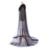 CosplayDiy Adult Gothic Feathered Witch Vampire Cape Evil Queen Cosplay Feather Collar Cape Steampunk Maleficent Cloak Black view 4