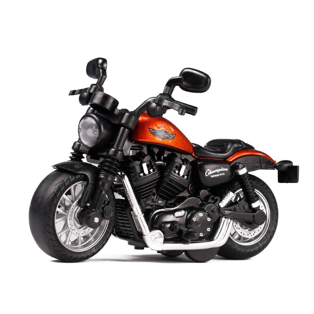 MING YING 66 Mini Toy Motorcycle - Pull Back Toy Cars with Sound and Light Toy,Toy Motorcycles for Toddlers,Motorcycle Toys for Boys Age 3-9 (Orange)