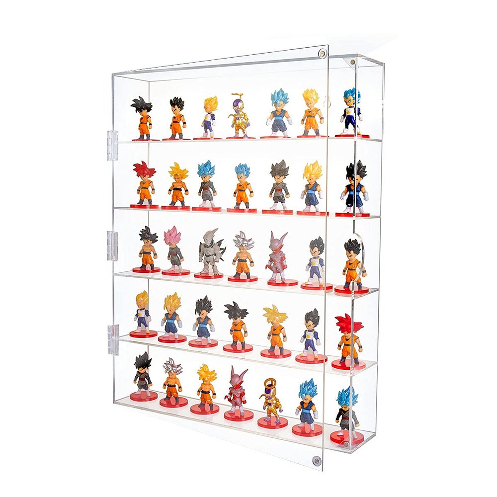AITEE Acrylic Display Case, Display Cabinet for Mini Funko Pop Figures, Dust-Proof Clear Wall Mounted or Desktop 5 Layer Storage Mini Toys/Rock Stone, Each Compartment: 15 7/10L x 3 2/5W x3 4/5H