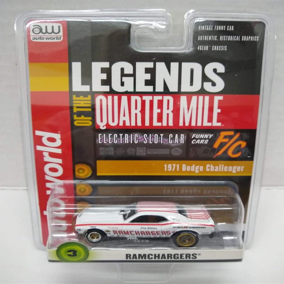 Auto World SC356-3 Legends of The Quarter Mile RAMCHARGERS '71 Challenger HO Scale Electric Slot Car