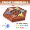 12.7 Inches Wooden Chinese Checkers Set with Storage Drawer -60 Glass Marbles in 6 Colors -12 Bonus Spare Marbles| Chinese Checkers Board Game for Kids and Adult view 2